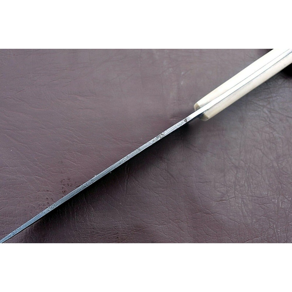 Handmade Full Tang Damascus Chef Knife With White Bone Handle Custom Kitchen Knife 2