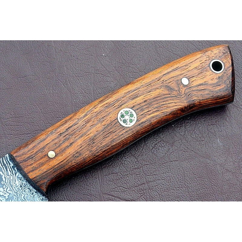 Handmade Full Tang Damascus Chef Knife With Rose Wood Handle Custom Kitchen Knife 2