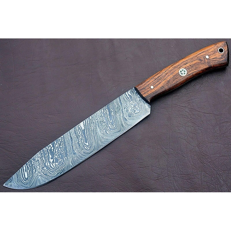 Handmade Full Tang Damascus Chef Knife With Rose Wood Handle Custom Kitchen Knife 3
