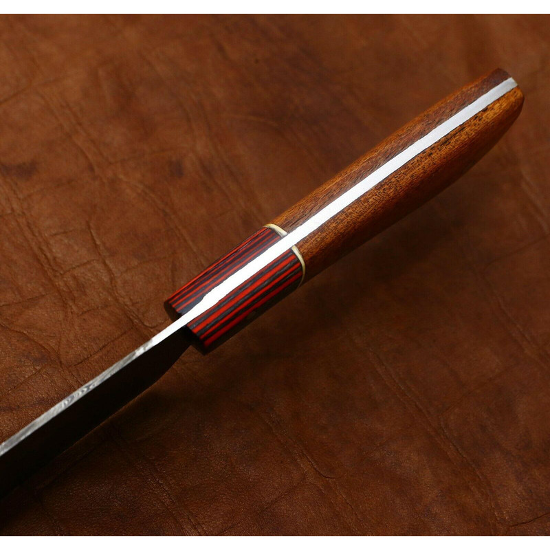 Custom Handmade Damascus Cooking Knife Full Tang Blade With Rose Wood Handle 2