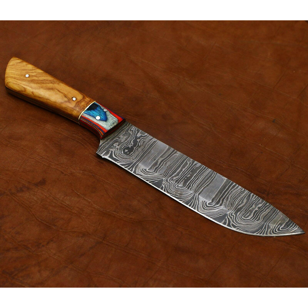 Premium Handmade Damascus Chef Knife Kitchen Knife With Pakka Wood Handle 2