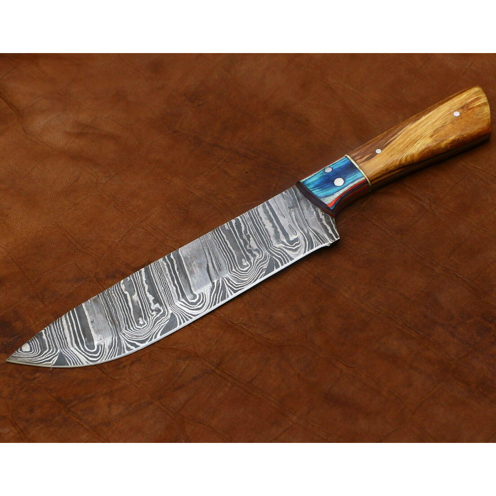 Premium Handmade Damascus Chef Knife Kitchen Knife With Pakka Wood Handle 3