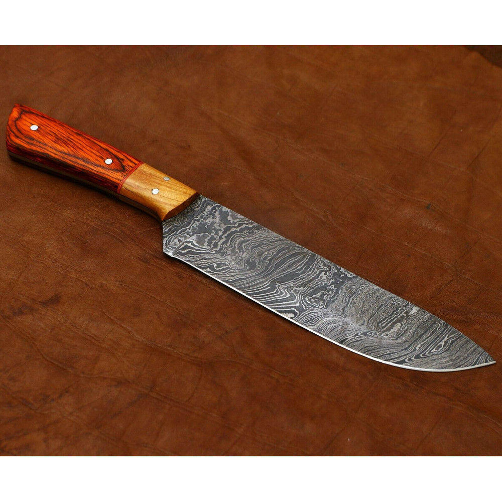 Artisan 11 Damascus Chef Knife Handmade Full Tang Blade With Pakka Wood Handle 2