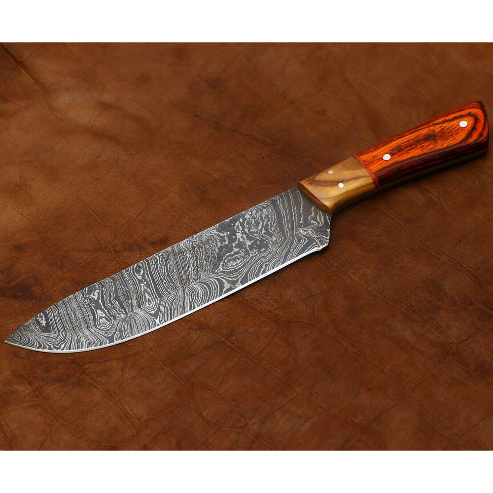 Artisan 11 Damascus Chef Knife Handmade Full Tang Blade With Pakka Wood Handle 3
