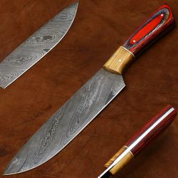 custom handmade 11" damascus steel chef knife | pakka wood handle kitchen knife