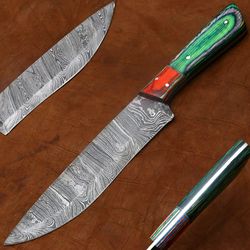 premium 11 inch damascus chef knife | hand-forged kitchen knife with pakka wood grip
