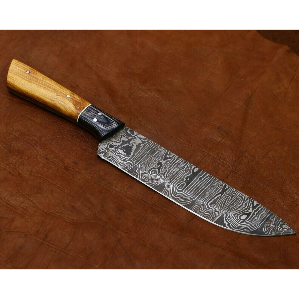 Hand Forged Damascus Chef Knife 11 Kitchen Knife With Elegant Pakka Wood Handle 1