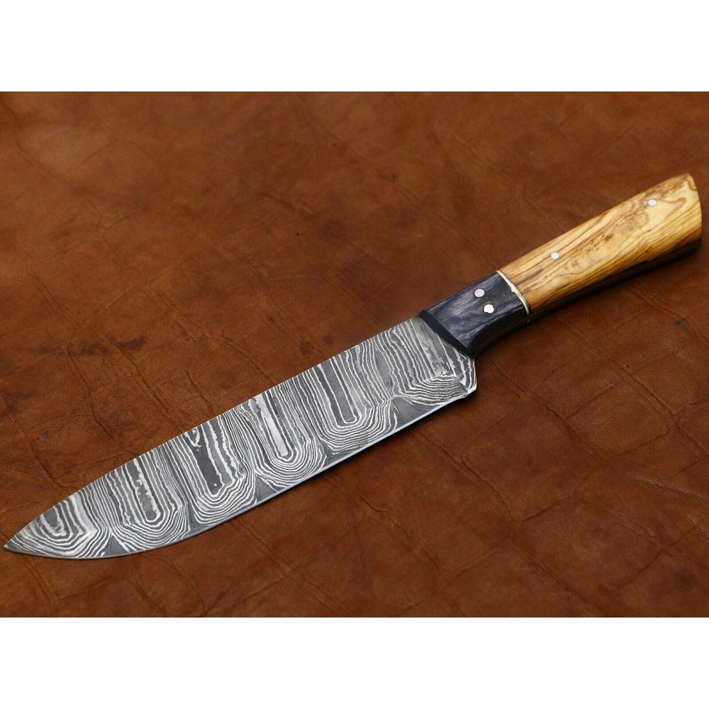 Hand Forged Damascus Chef Knife 11 Kitchen Knife With Elegant Pakka Wood Handle 3