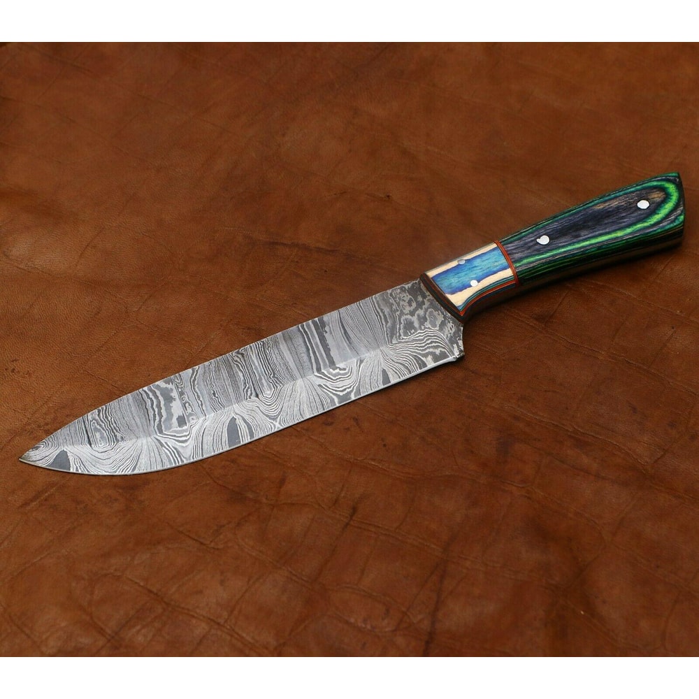 Exclusive Handmade Damascus Chef Knife 11Inch Kitchen Tool With Premium Wood Handle 3