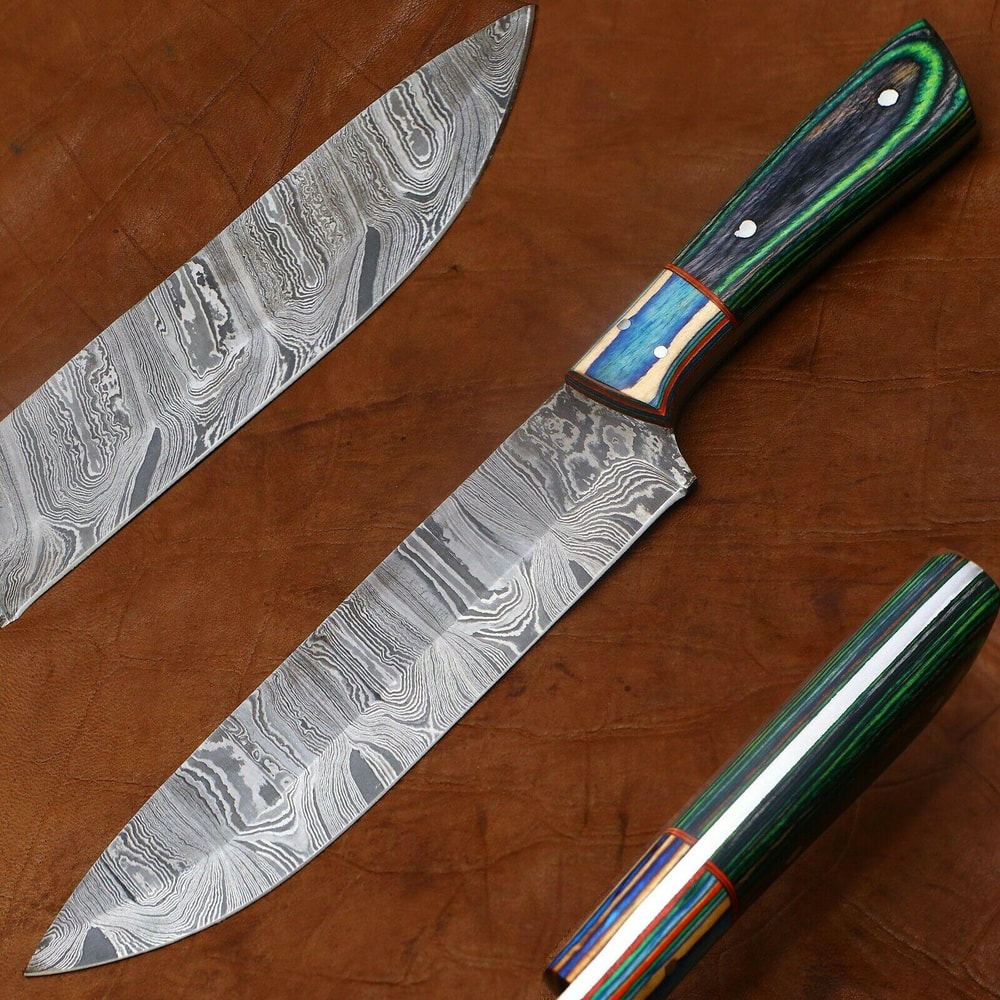 Exclusive Handmade Damascus Chef Knife 11Inch Kitchen Tool With Premium Wood Handle 0