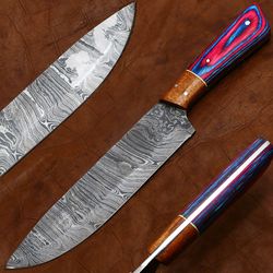 elegant damascus steel kitchen knife | 11 inch handmade chef knife gift for him