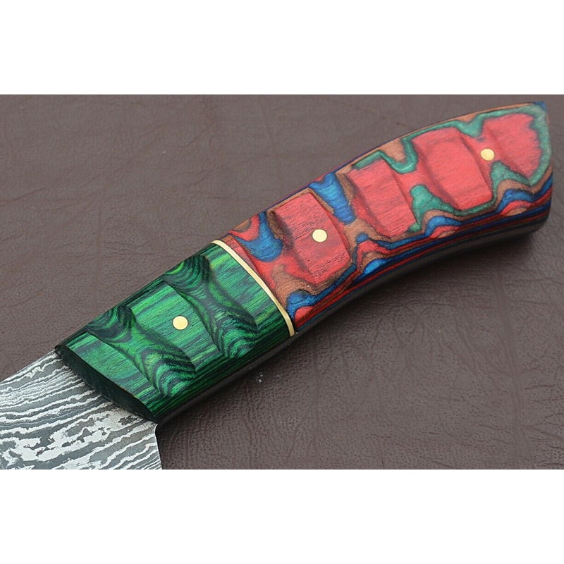 12 Inch Handmade Damascus Chef Knife Groov Dollar Wood Handle Full Tang Kitchen Blade 3