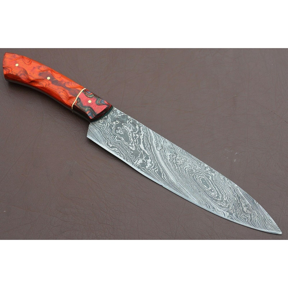 Custom Damascus Steel Kitchen Knife 12 Inch Handmade Chef Knife 0