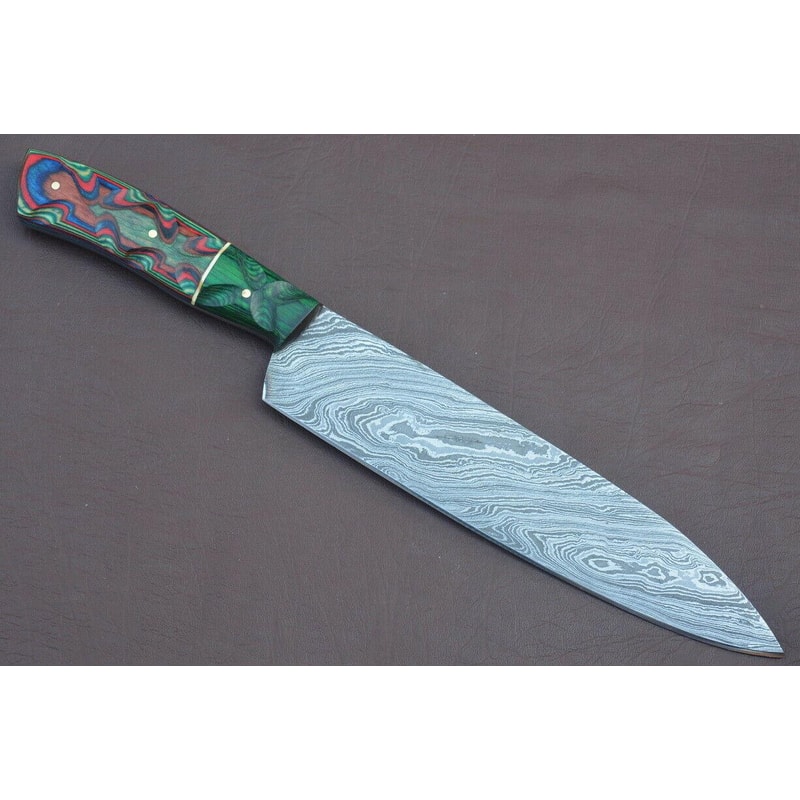 Authentic 12 Inch Damascus Chef Knife Full Tang Wood Handle Blade 0