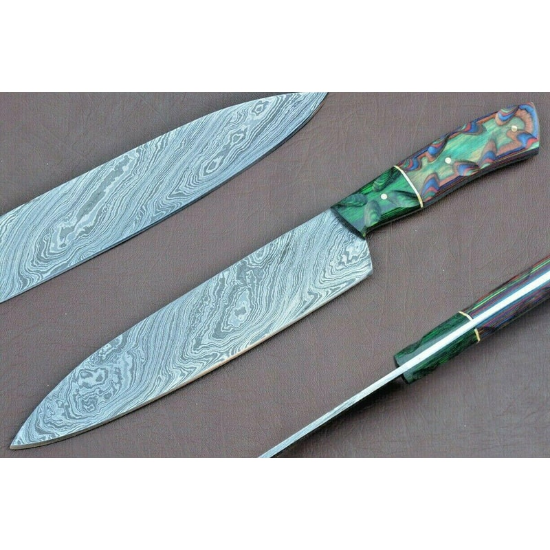Authentic 12 Inch Damascus Chef Knife Full Tang Wood Handle Blade 1