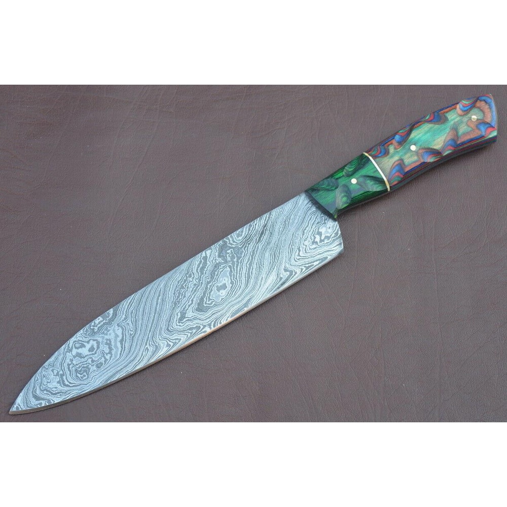 Authentic 12 Inch Damascus Chef Knife Full Tang Wood Handle Blade 3