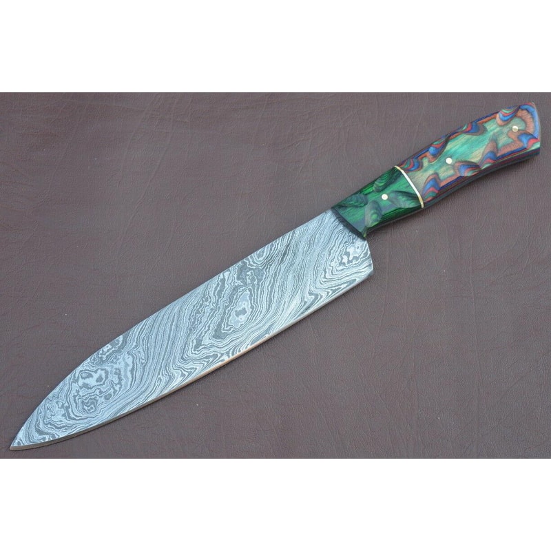 Authentic 12 Inch Damascus Chef Knife Full Tang Wood Handle Blade 3