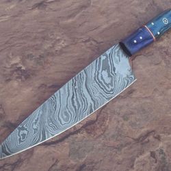 hand-forged damascus steel chef knife with premium rosewood handle