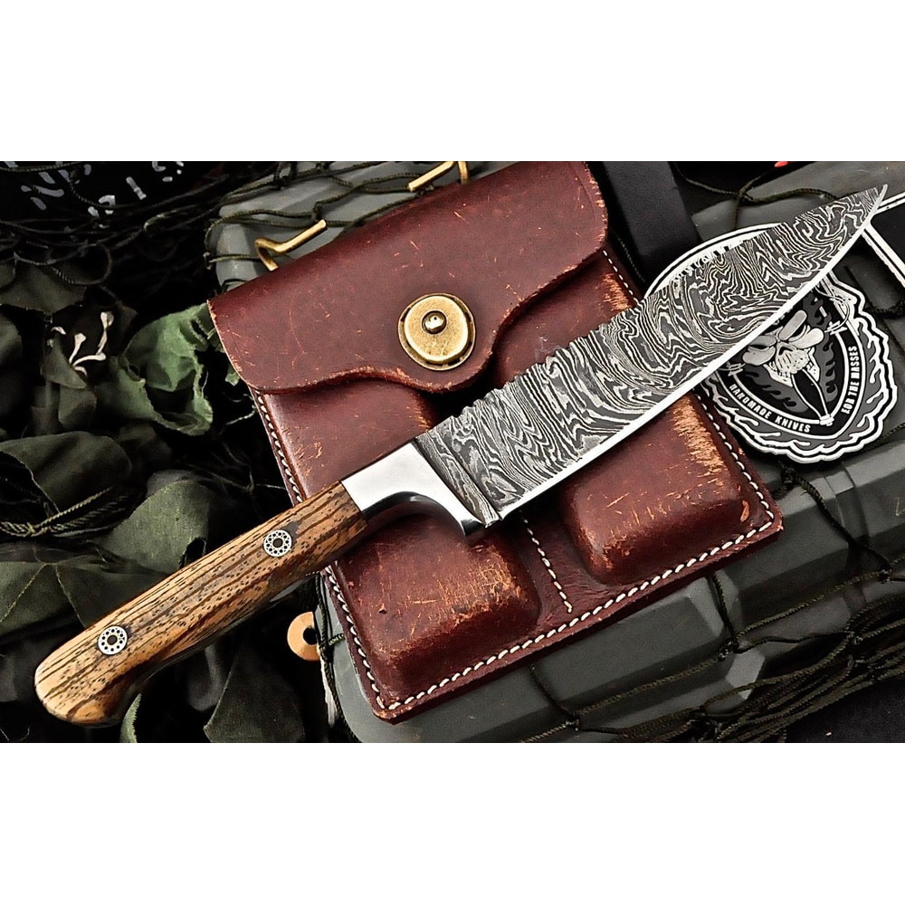 Custom Handmade Damascus French Chef Knife Zebrawood Handle 512 Layer Firestorm Steel 0