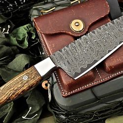 custom forged damascus kitchen knife | zebrawood handle | handcrafted small chef knife