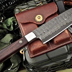 custom forged damascus kitchen knife | zebrawood handle | handcrafted