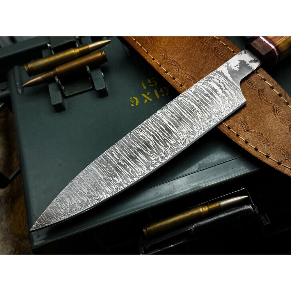 Hand Forged Damascus Steel Kitchen Knife Full Tang Wooden Handle Chef Blade 2
