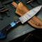 Damascus Steel Kitchen Chef Knife With Resin Handle Leather Sheath Premium Cutting 3