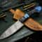Damascus Steel Kitchen Chef Knife With Resin Handle Leather Sheath Premium Cutting 0