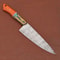 Handmade Damascus Steel Kitchen Chef Knife With Wooden Handle Leather Sheath 3