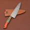 Handmade Damascus Steel Kitchen Chef Knife With Wooden Handle Leather Sheath 2