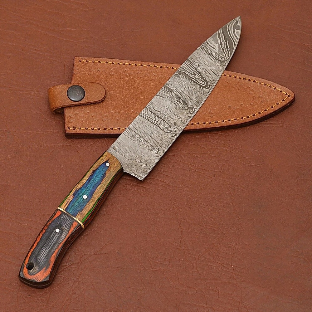 HighQuality Handmade Damascus Kitchen Knife Perfect Chef Gift 3