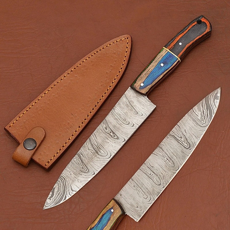 HighQuality Handmade Damascus Kitchen Knife Perfect Chef Gift 4