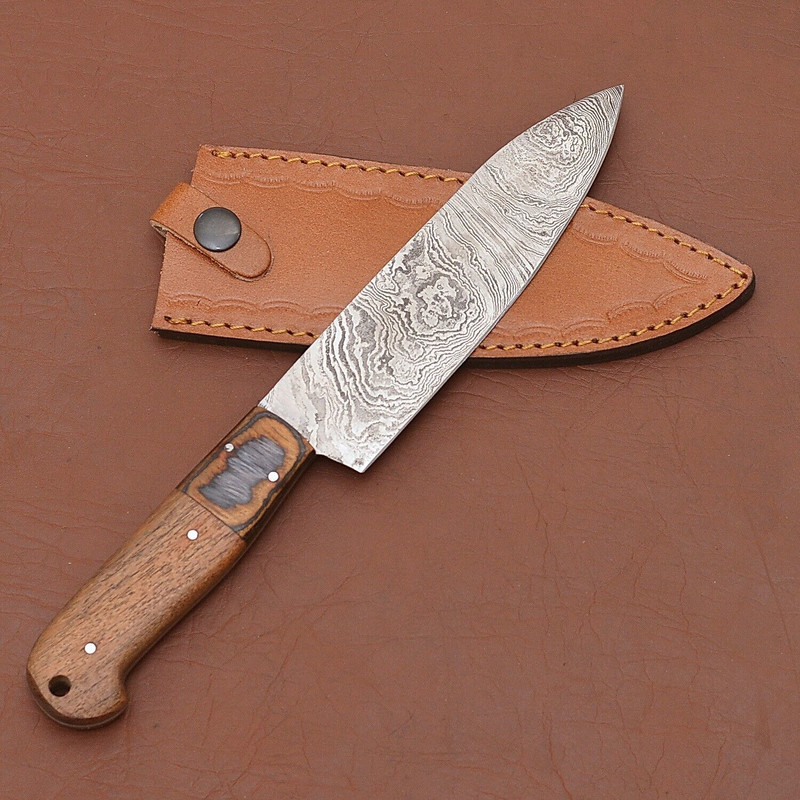 Custom Forged Damascus Chef Knife  Full Tang Kitchen Essential 3