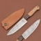 Handmade Damascus Steel Chef Knife Wooden Handle Leather Sheath Kitchen Knife 0