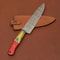 Premium Damascus Steel Chef Knife Handmade With Wood Handle Leather Case 3