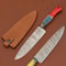 Premium Damascus Steel Chef Knife Handmade With Wood Handle Leather Case 0