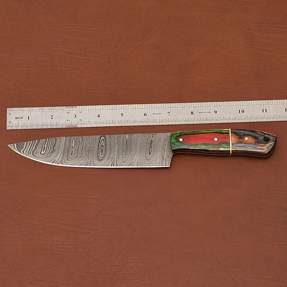 Artisan Forged Damascus Kitchen Knife Sharp 7 Inch Blade With Wooden Handle 2