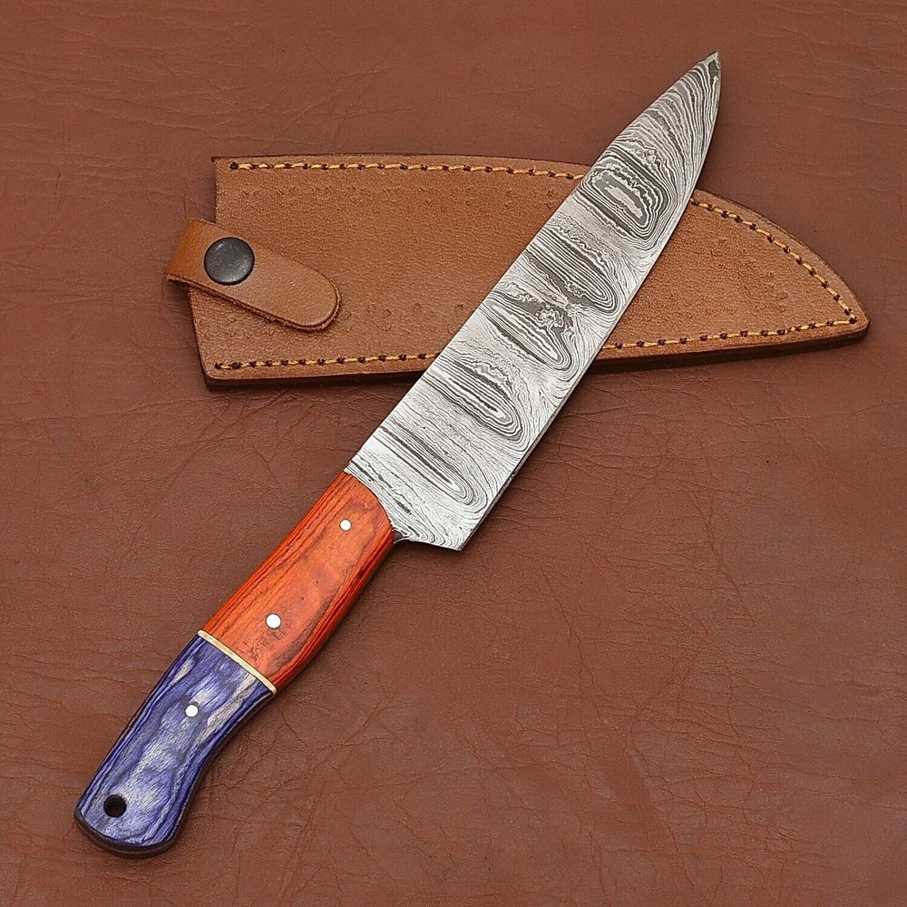 Custom Handmade Damascus Steel Cooking Knife Durable Chef Knife With Sheath 3