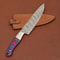 Authentic Damascus Steel Kitchen Knife Handcrafted Chef Blade With Wood Handle 3