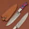 Authentic Damascus Steel Kitchen Knife Handcrafted Chef Blade With Wood Handle 0
