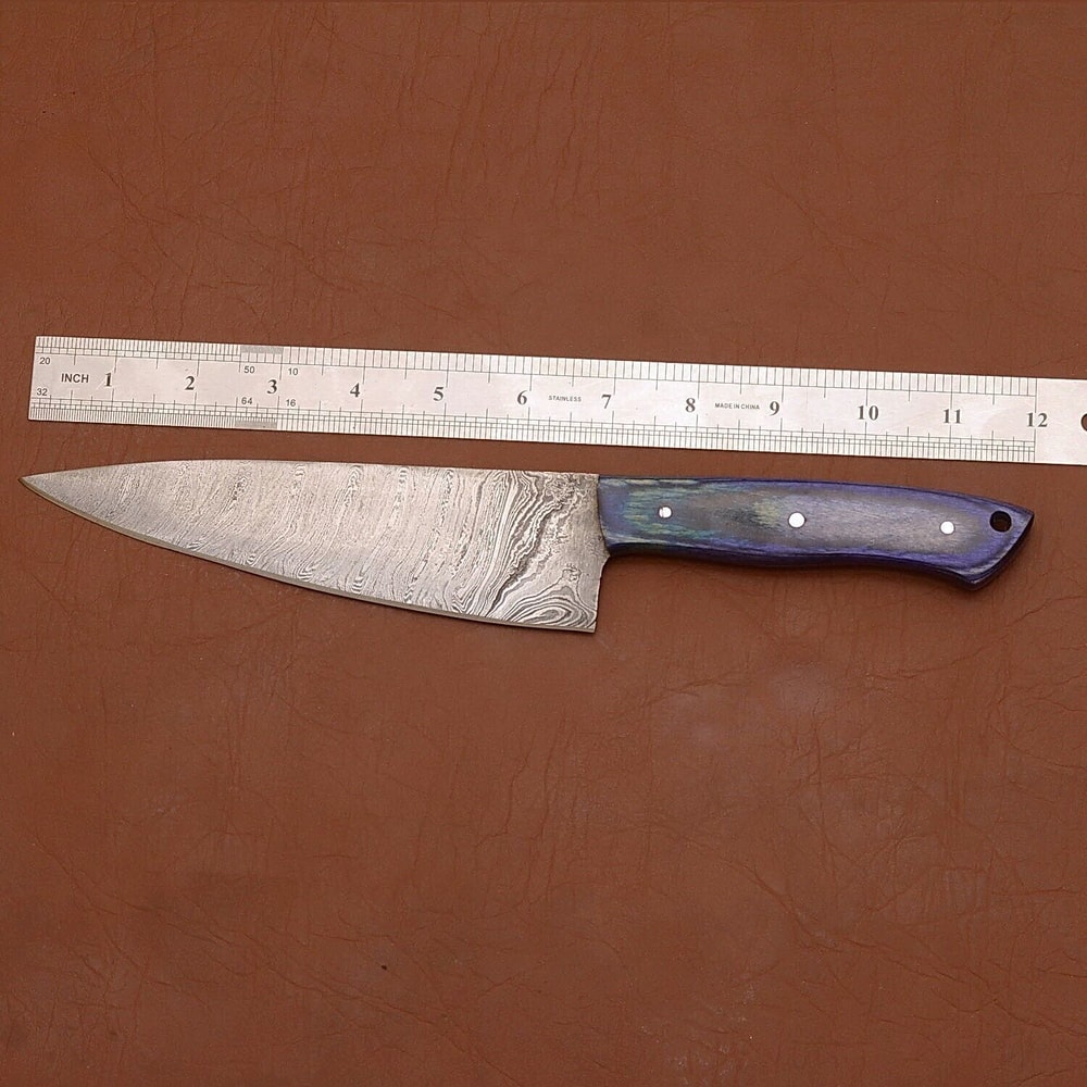 Custom Handmade Damascus Steel Chef Fillet Knife With Wooden Handle Leather Sheath 12 Full Tang K 2