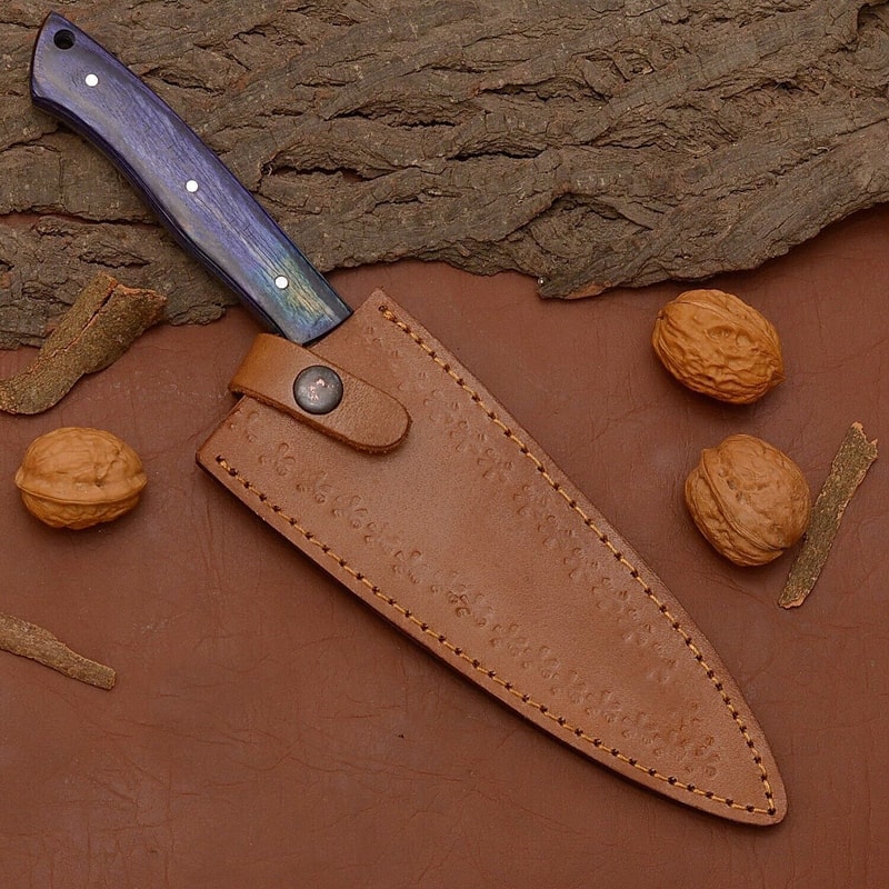 Custom Handmade Damascus Steel Chef Fillet Knife With Wooden Handle Leather Sheath 12 Full Tang K 3