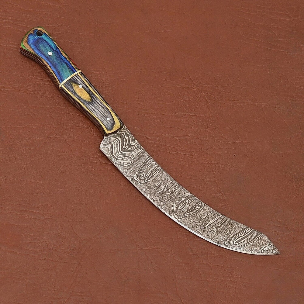 Premium Handmade Damascus Fillet Knife Wooden Handle With Leather Cover 1