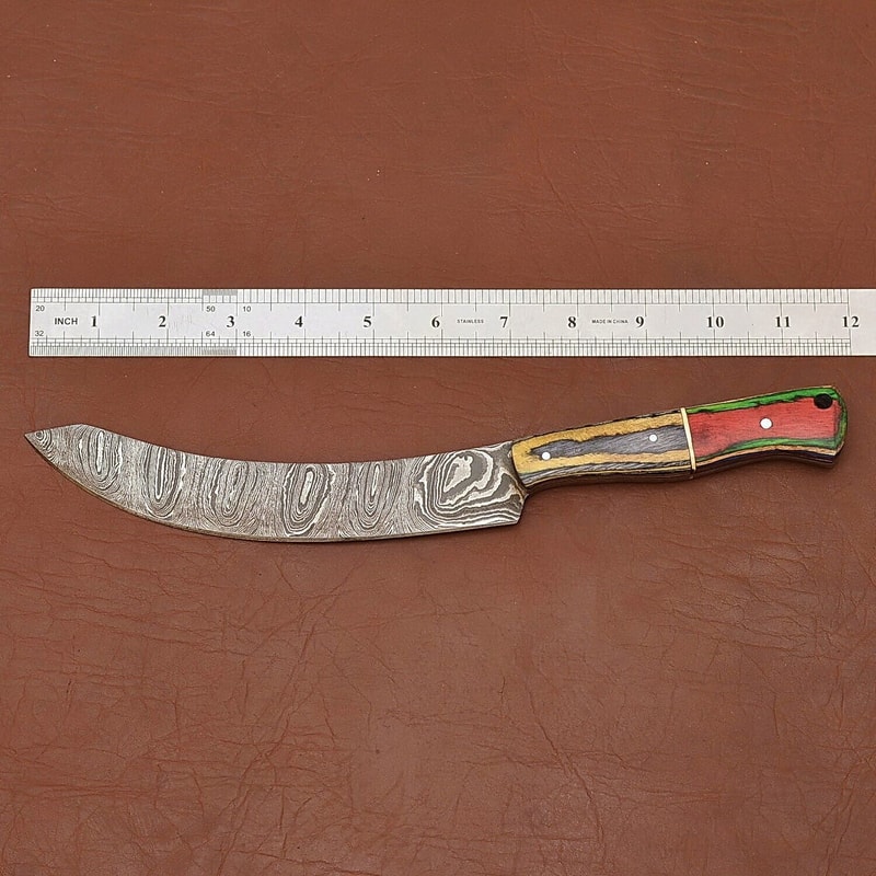 Premium Handmade Damascus Fillet Knife Wooden Handle With Leather Cover 2