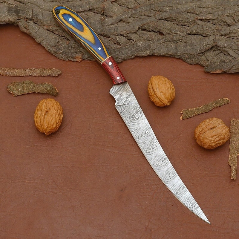 Authentic Damascus Steel Chef Knife Handmade Full Tang Fillet Blade 1