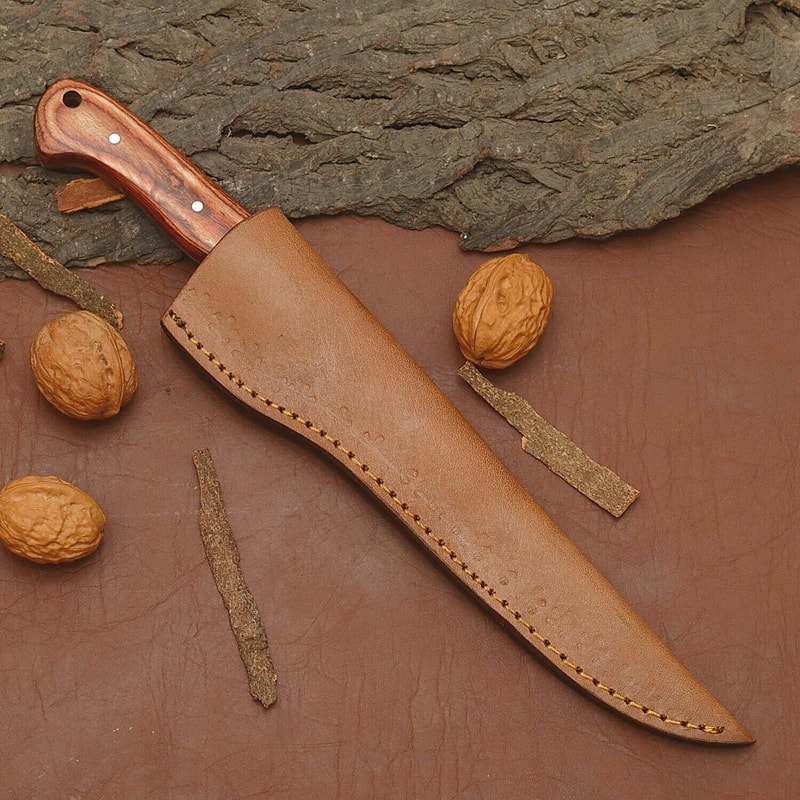 Custom Forged Damascus Steel Kitchen Knife Full Tang Wooden Handle Chef Blade 3