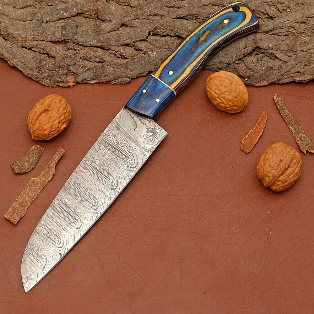 HighQuality Damascus Steel Kitchen Knife Handcrafted Wooden Handle 2