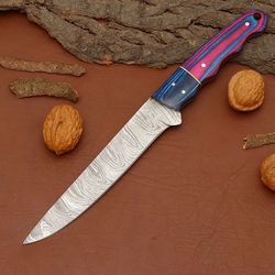artisan forged damascus steel chef knife – handmade wooden handle masterpiece