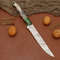 Heritage Series Handmade Damascus Steel Chef Knife  Wood Grip  Leather Sheath 0