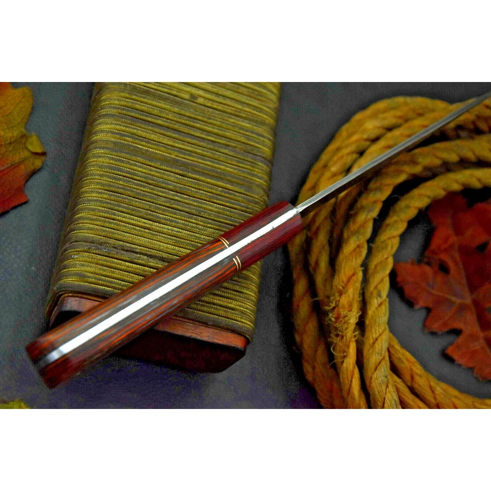 Professional Damascus Steel Fixed Blade Kitchen Knife Walnut Handle 3